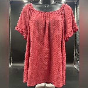 W5 dusty pink shirt with ruffle sleeve details. Sz XL pit to pit 22-24 length 25